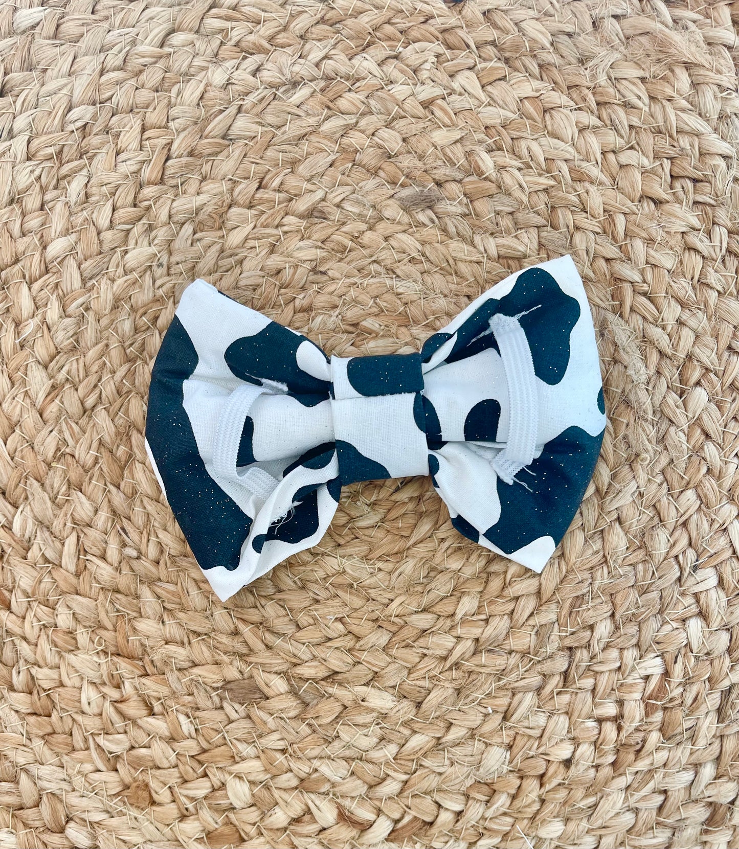 Bowtie - Cow print (black) with glitter sparkles