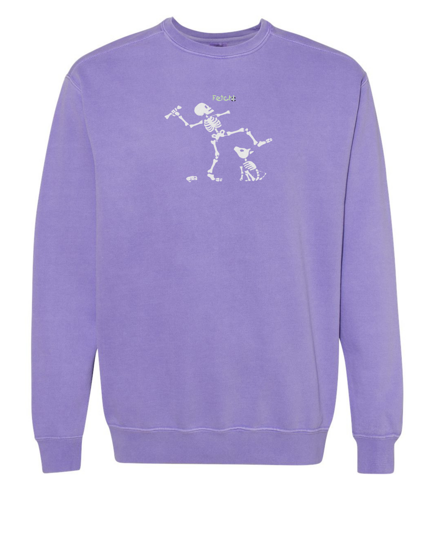 GLOW IN THE DARK - Skeleton Playing Fetch- SWEATSHIRT