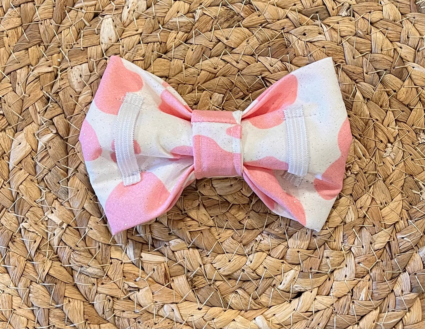 Bowtie - Cow print (pink) with glitter sparkles