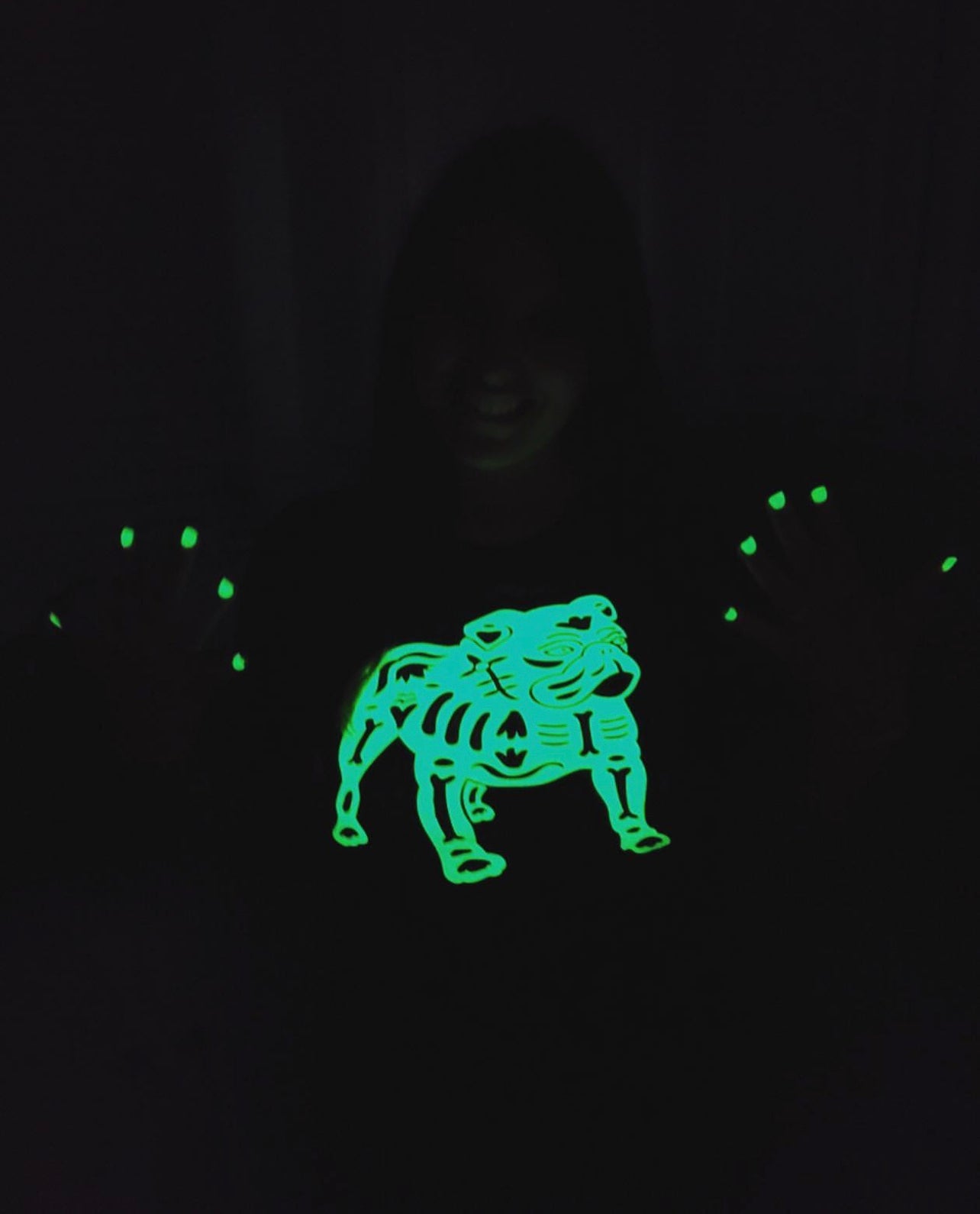 GLOW IN DARK T-shirt Sugar Skull Bulldog