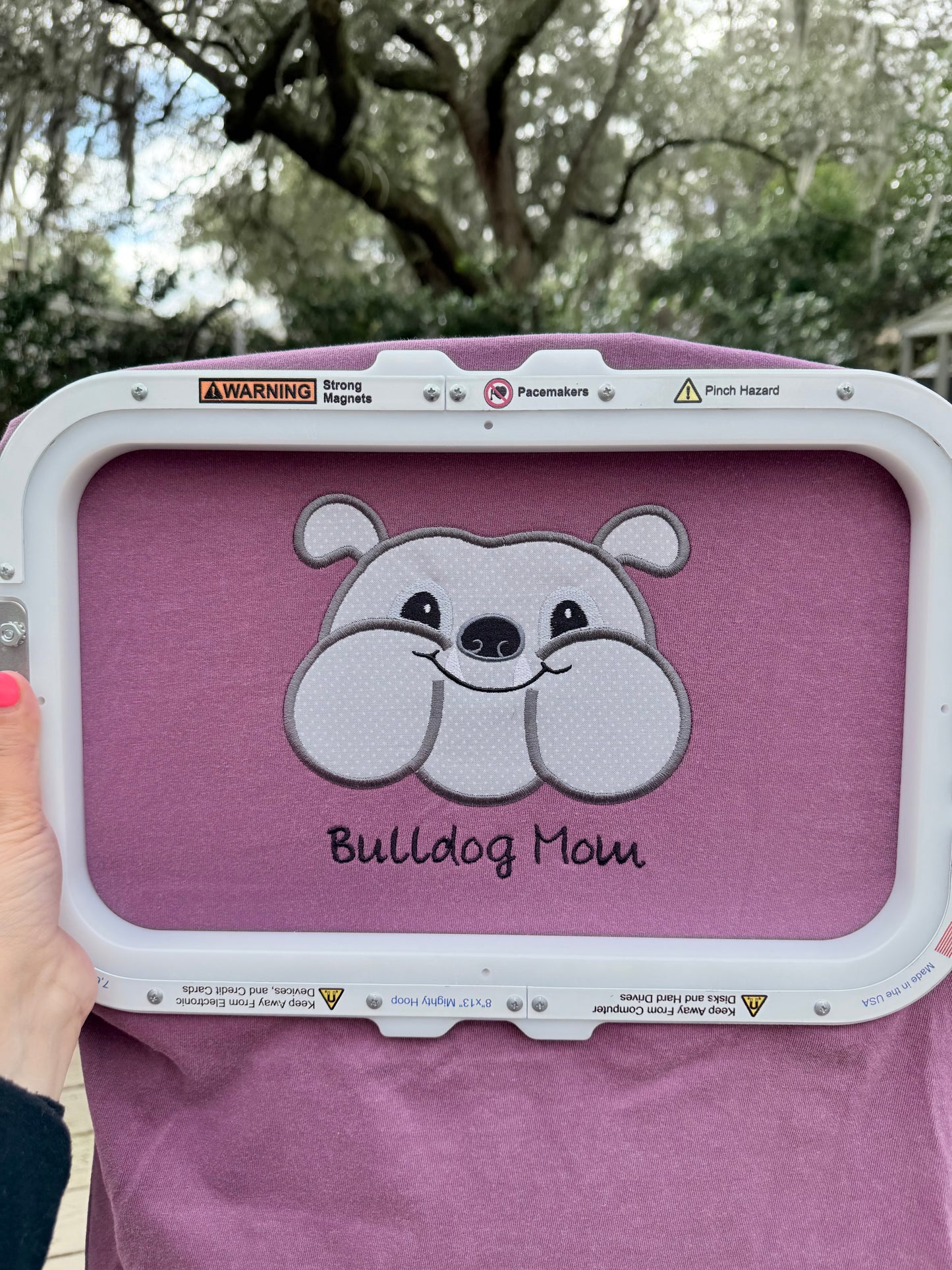 Chubby Bulldog Appliqué Embroidered T Shirt