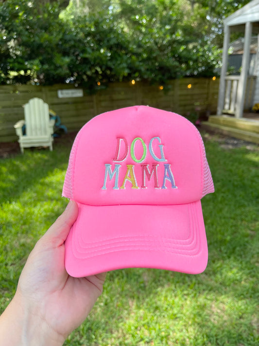 Trucker Hat - Glow in the dark Dog Mama (Hot Pink)