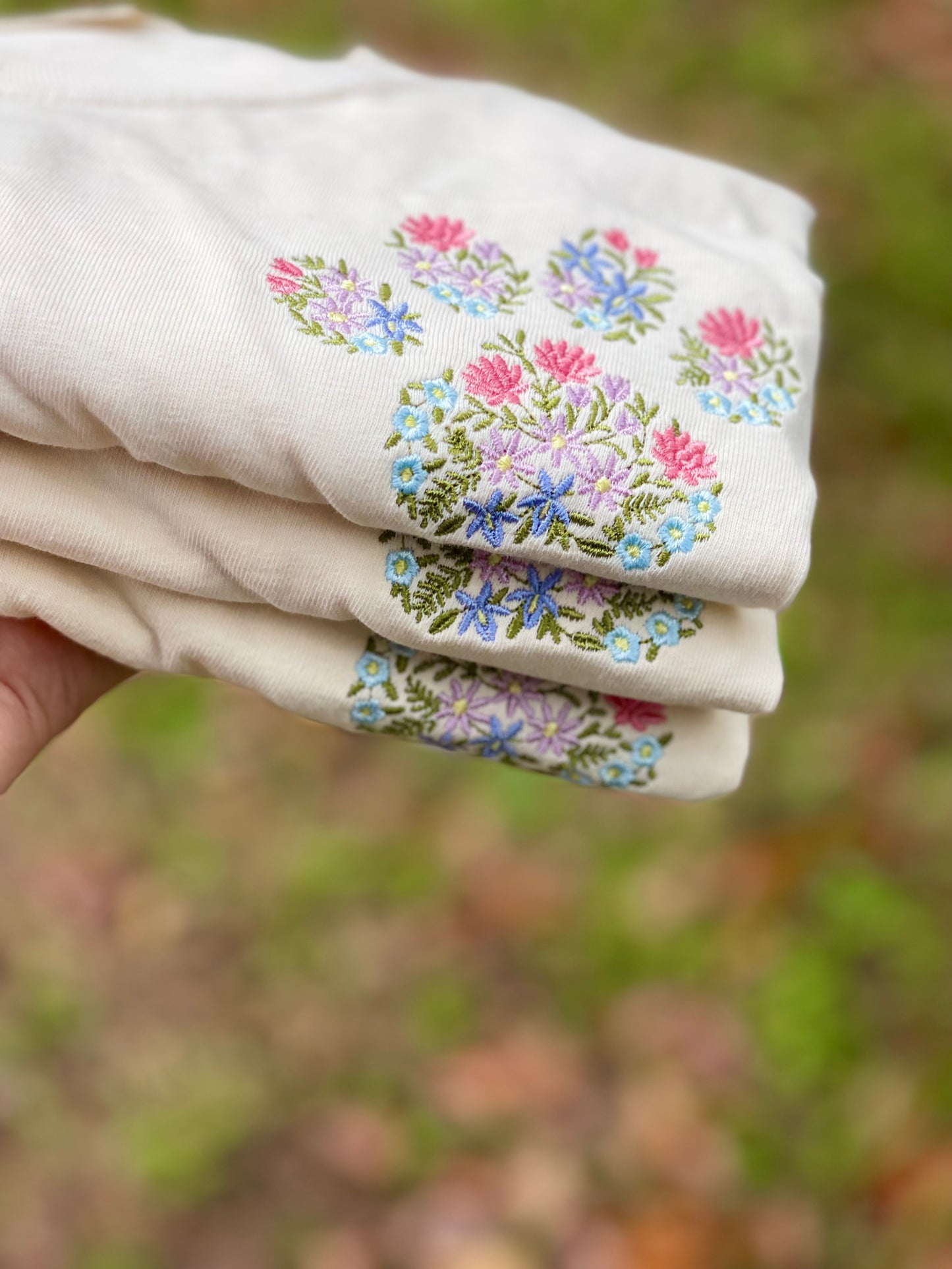Floral Dog Paw T-shirt (Embroidered) left chest