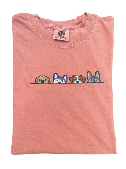 Peek a boo doggies #2 T-shirt (Terracotta)