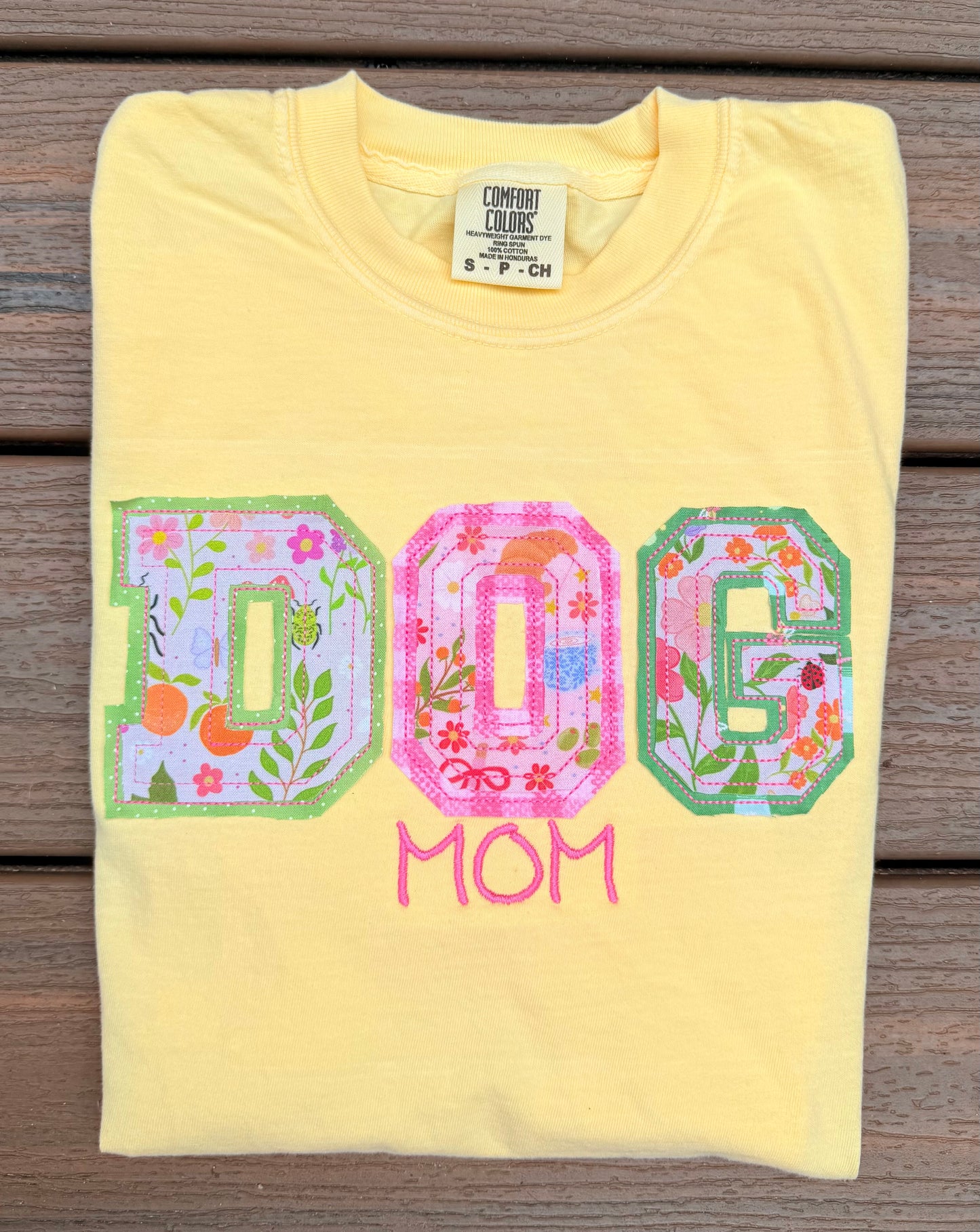 Dog Mom double appliqué Embroidered T-Shirt