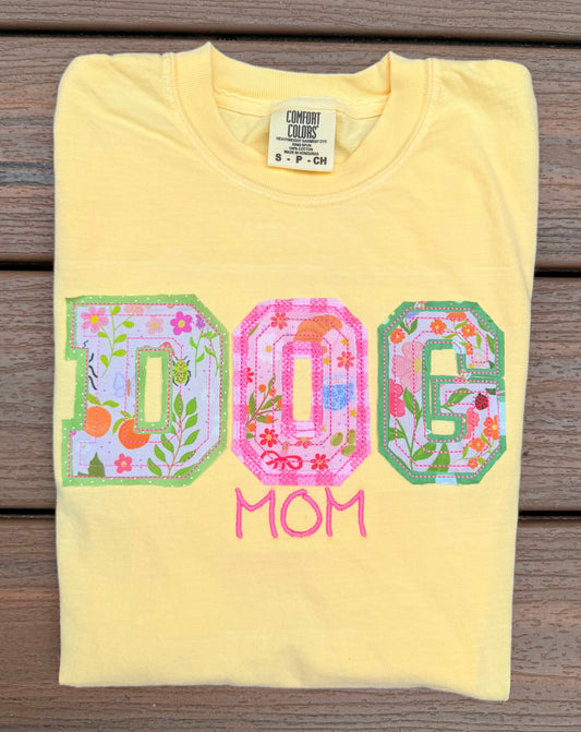 Dog Mom double appliqué Embroidered T-Shirt