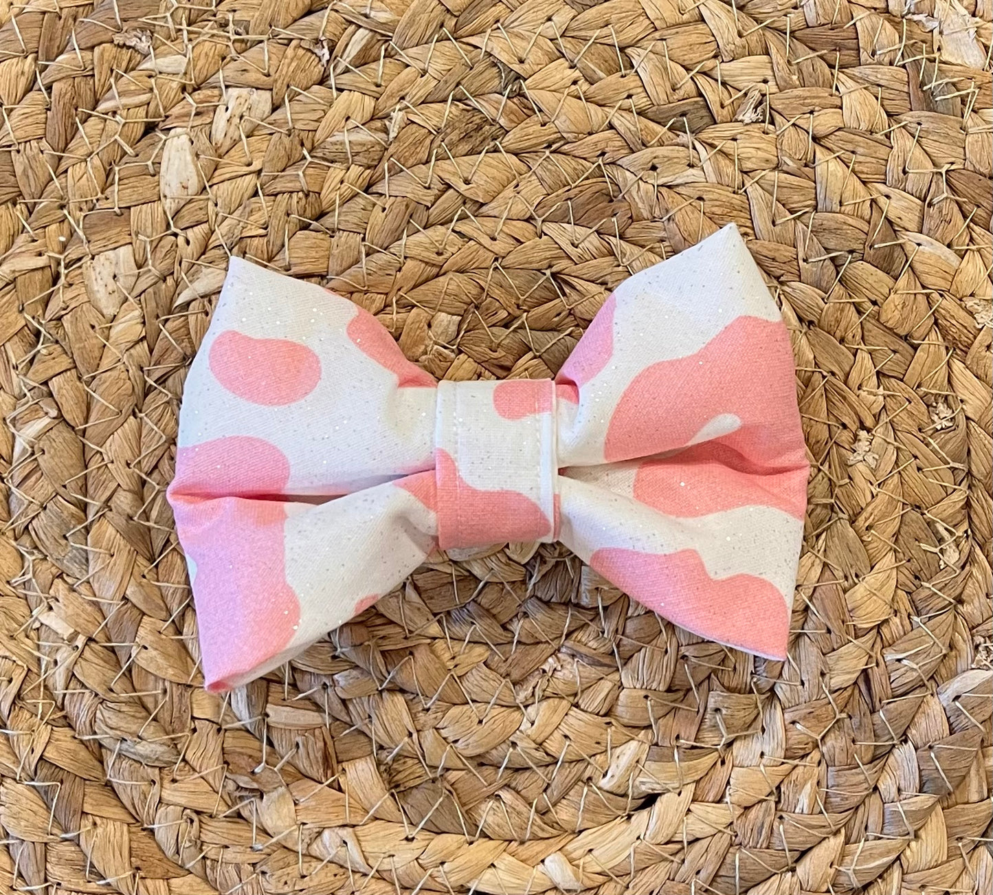 Bowtie - Cow print (pink) with glitter sparkles