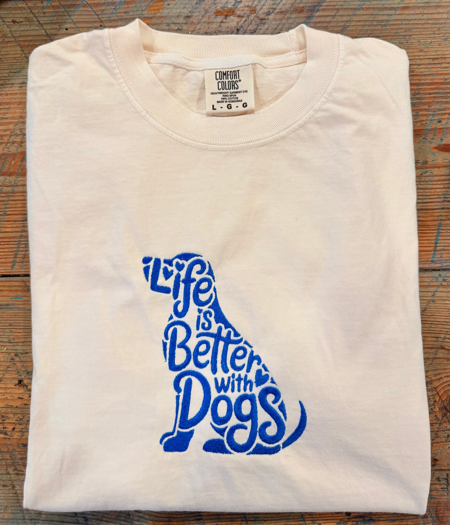 Life is better with Dogs Embroidered T-Shirt