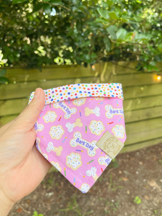 Dog Bandana - Barkday (Pink)