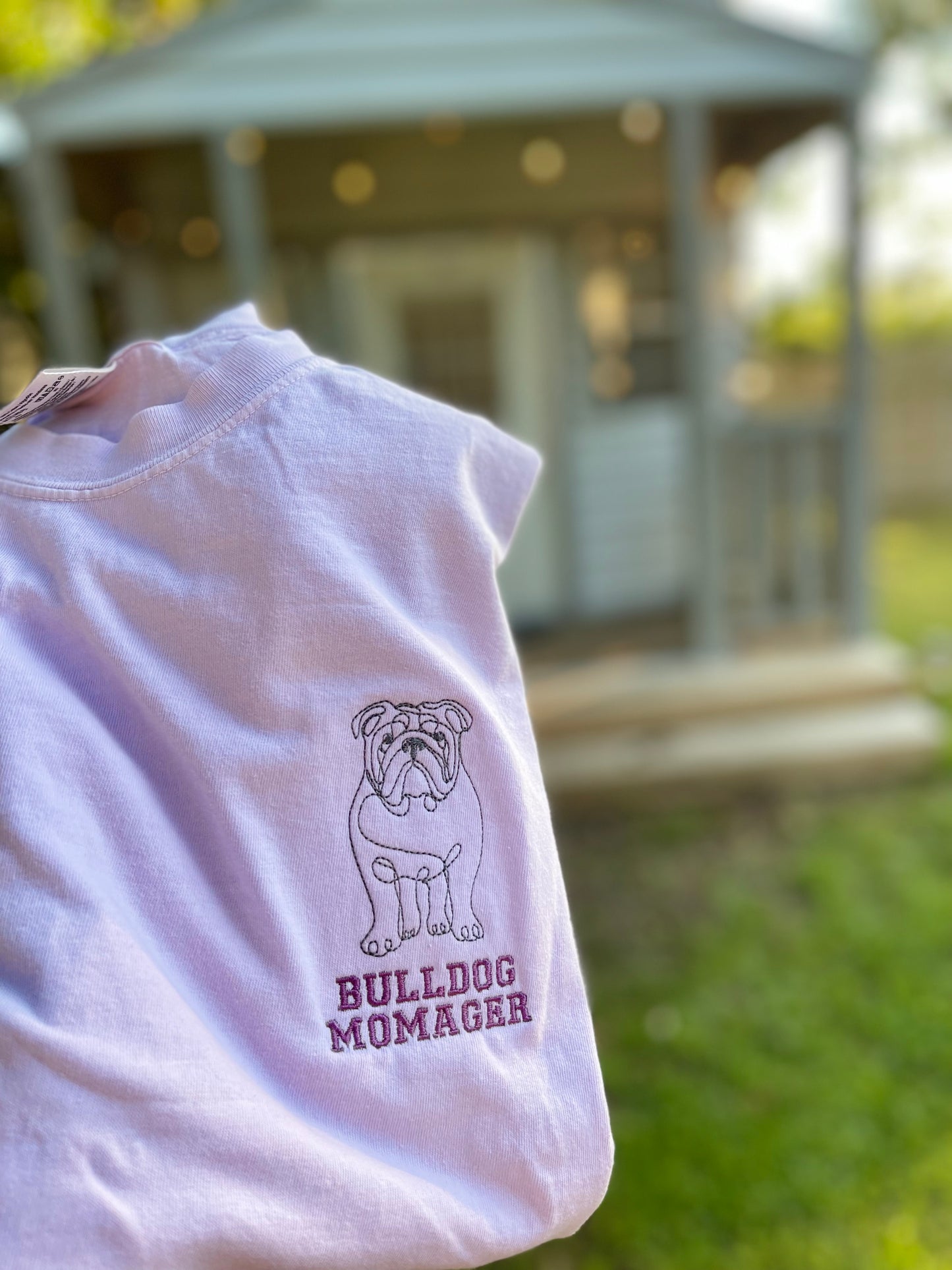 Bulldog Momager Logo embroidered T shirt