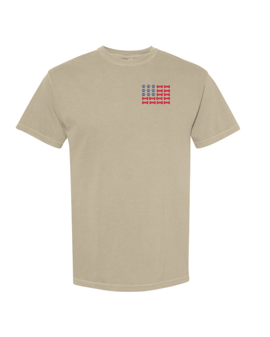 Paw & Bones Flag Logo Embroidered T Shirt