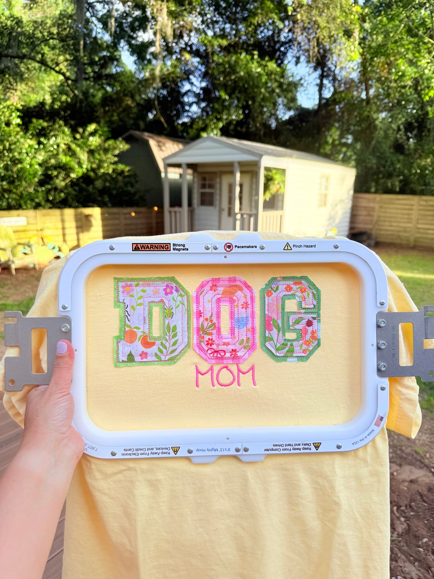 Dog Mom double appliqué Embroidered T-Shirt