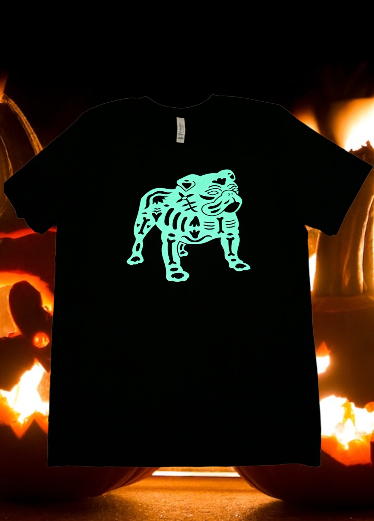 GLOW IN DARK T-shirt Sugar Skull Bulldog