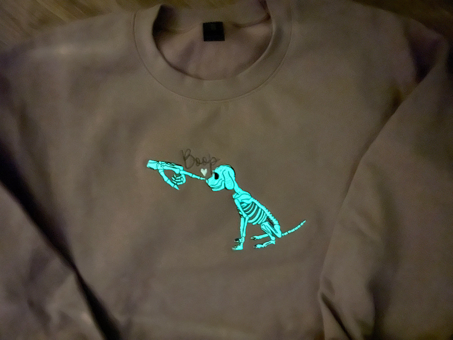 (BOOP GLOW IN THE DARK Skeleton (lavender) Crew Neck (embroidered)