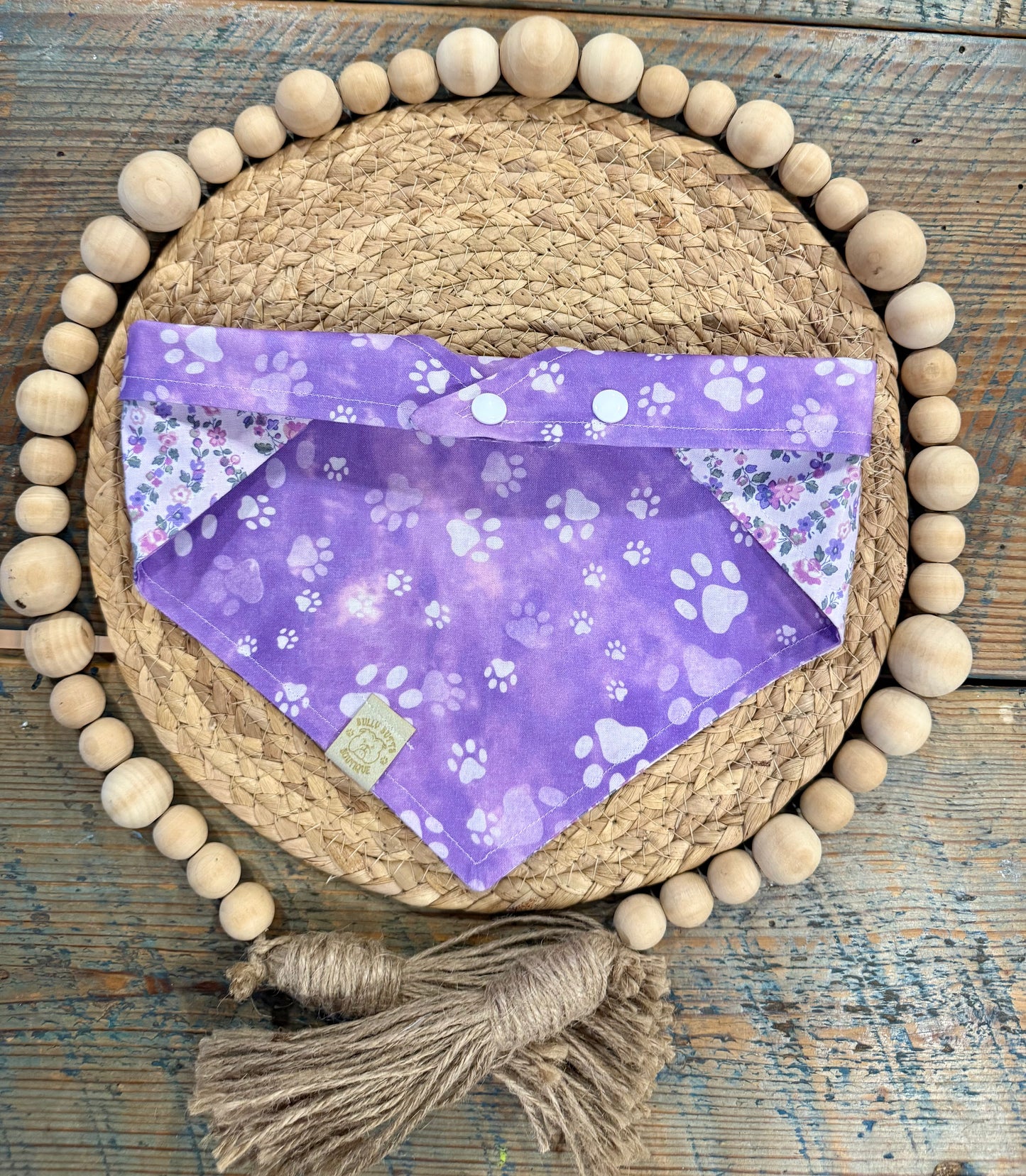 Dog Bandana - Lavender flowers & paws