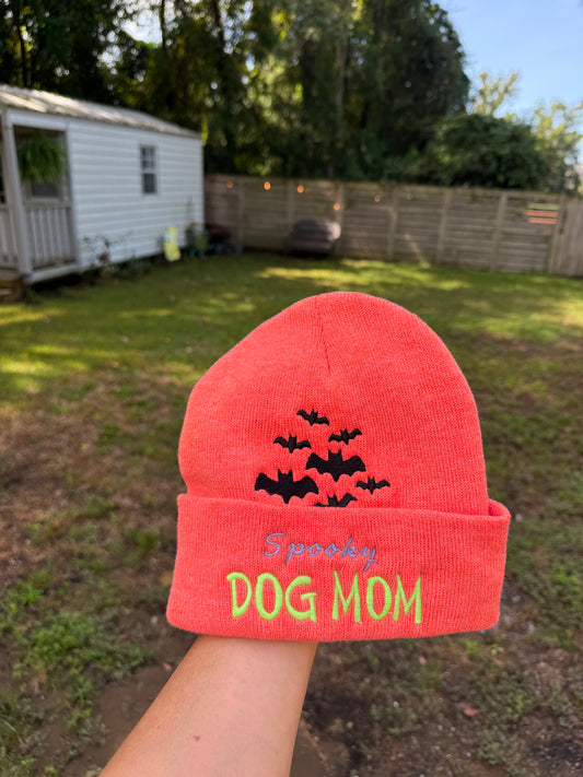 Spooky Dog Mom glow in the dark Beanie