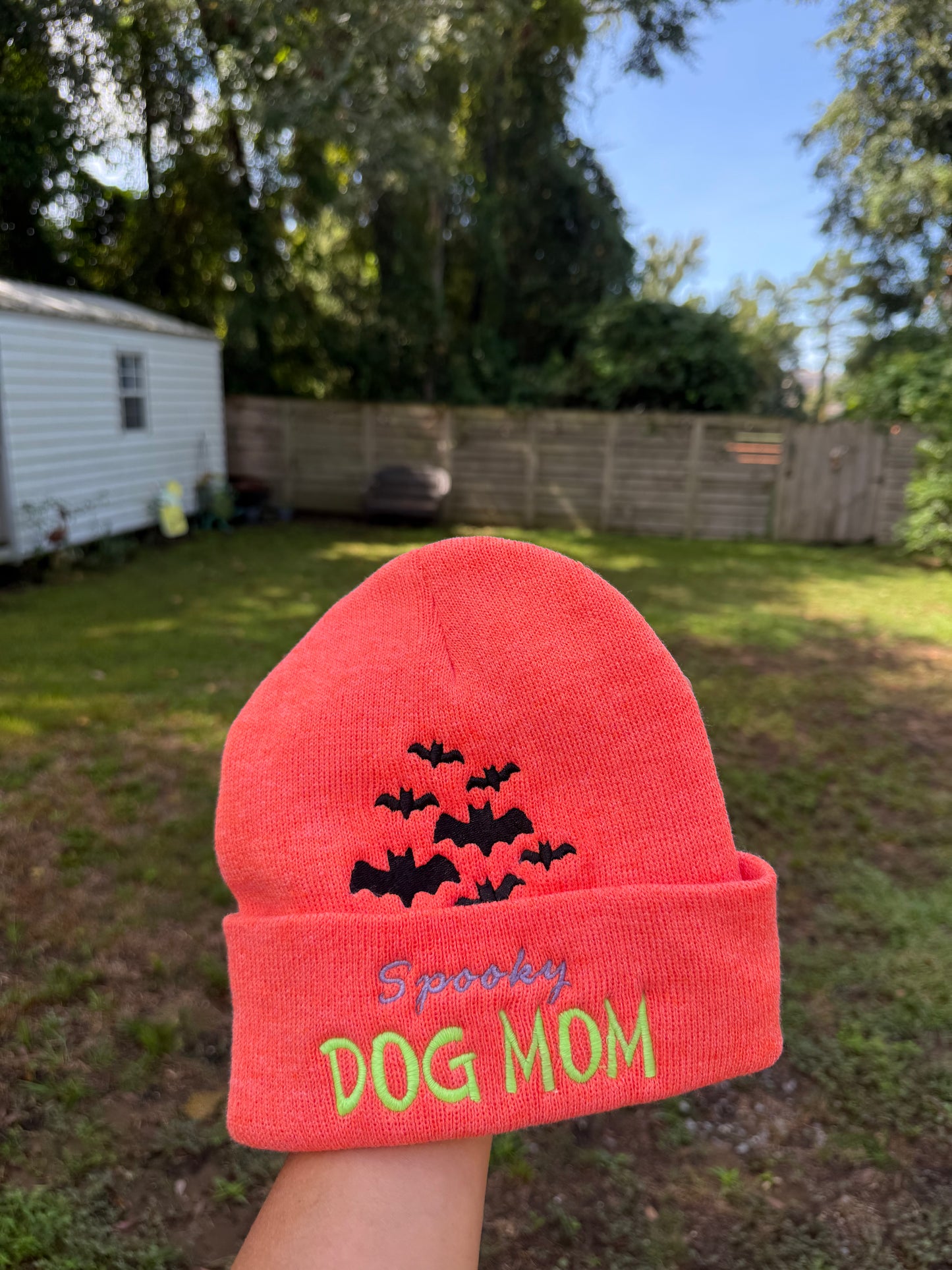 Spooky Dog Mom glow in the dark Beanie
