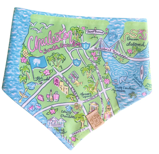 Dog Bandana - Charleston Watercolor Map