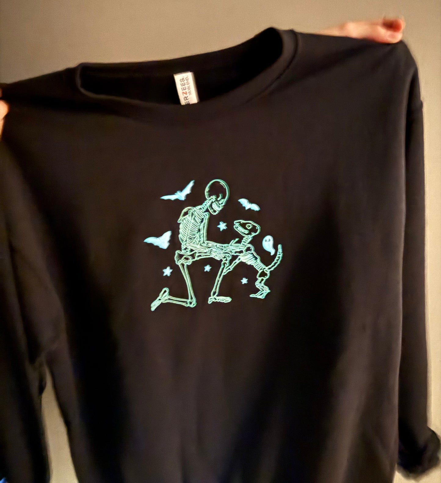 GLOW IN THE DARK - Sweet Skeleton and Dog - SWEATSHIRT