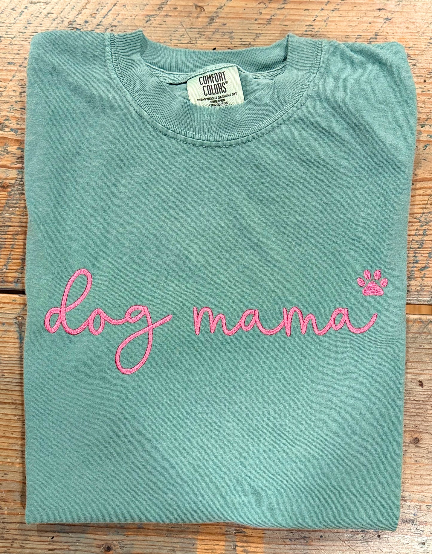Dog Mama Script Embroidered (Short Sleeve T Shirt)
