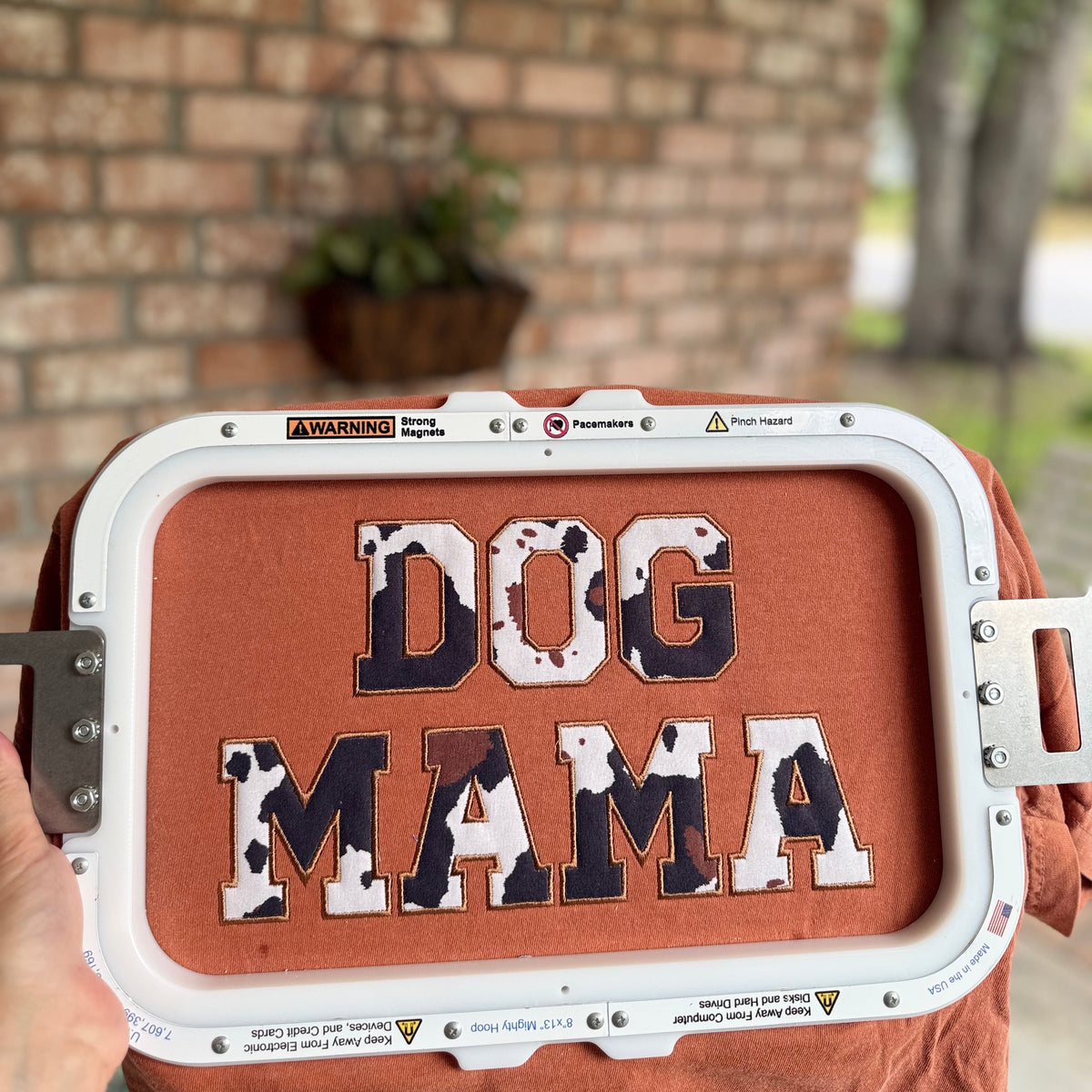 Dog Mama Cow Print Embroidered (Short Sleeve T)