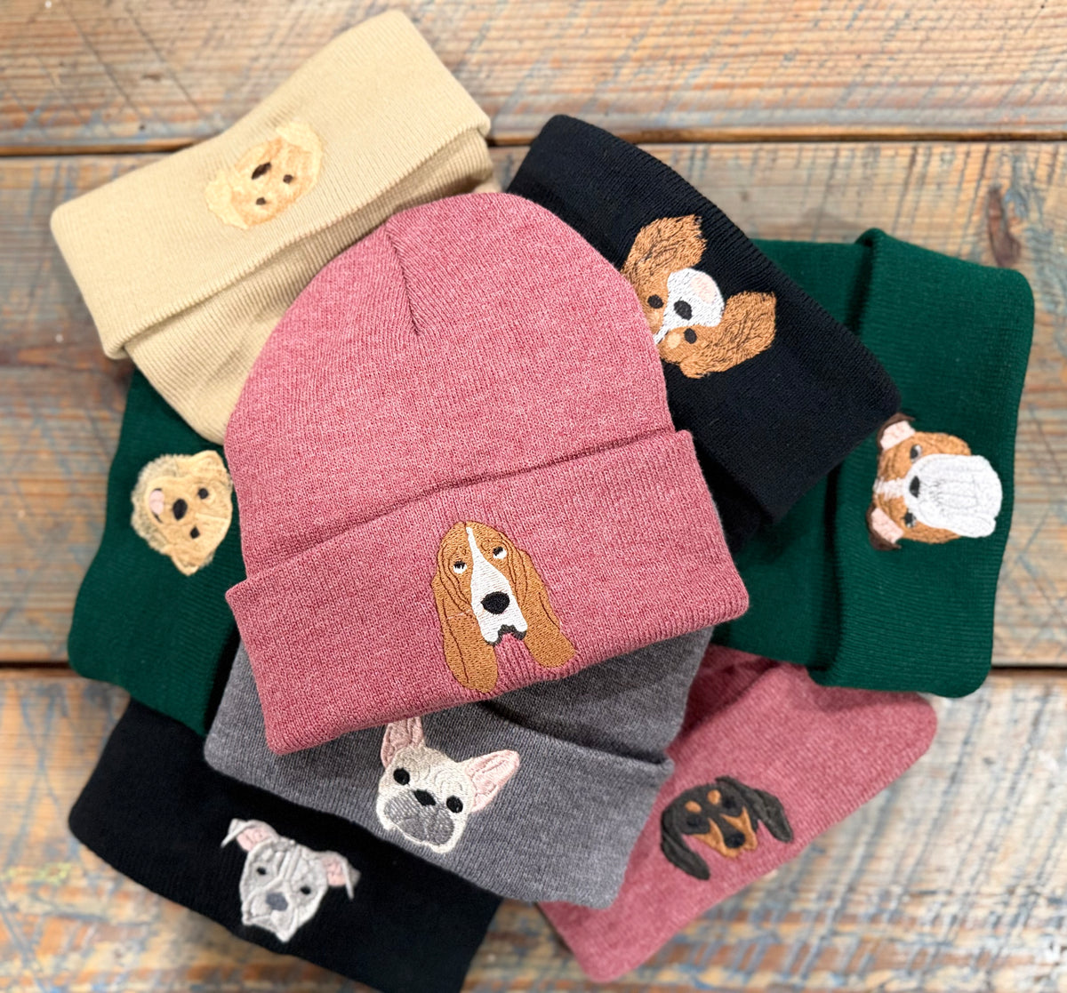 Dog Face Embroidered Beanie