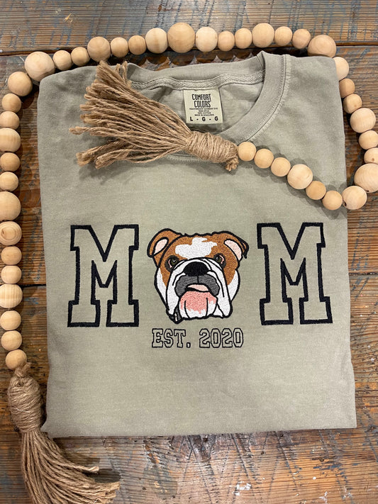 Custom Pet Portrait "MOM" Crewneck (Embroidery)