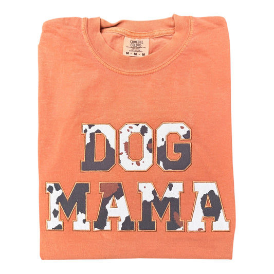 Dog Mama Cow Print Embroidered (Short Sleeve T)