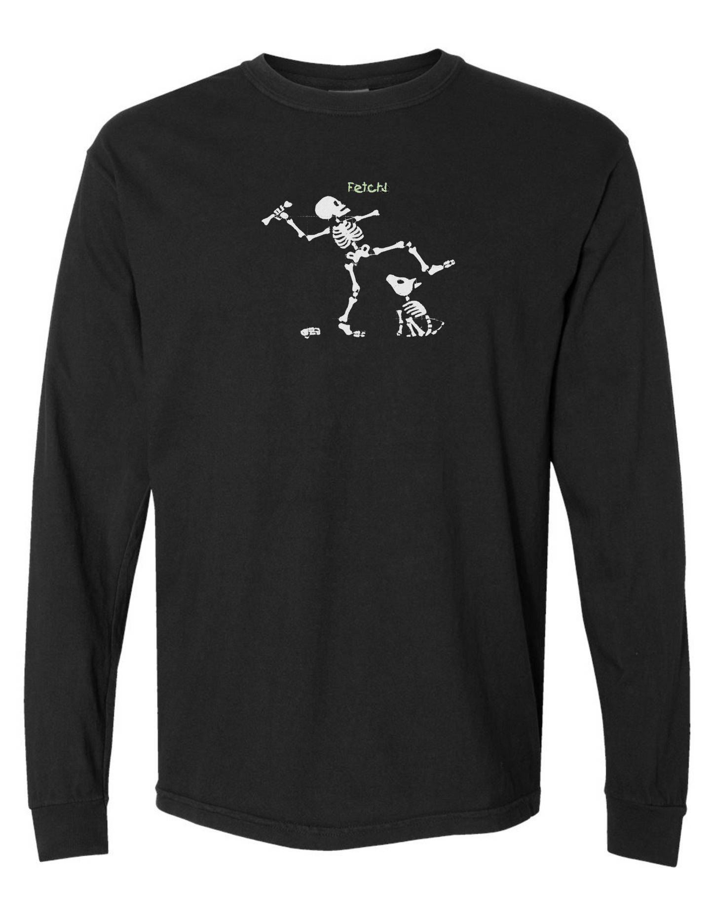 GLOW IN THE DARK - Skeleton Playing Fetch- LONG SLEEVE