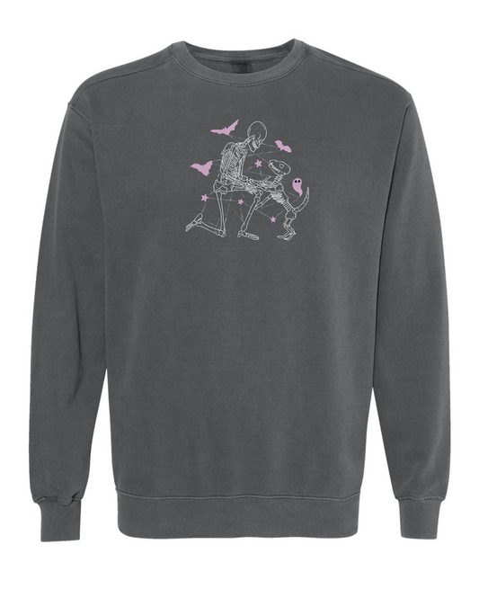 GLOW IN THE DARK - Sweet Skeleton and Dog - SWEATSHIRT