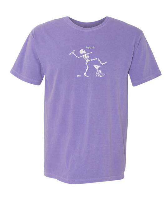 GLOW IN THE DARK - Skeleton Playing Fetch- SHORT SLEEVE