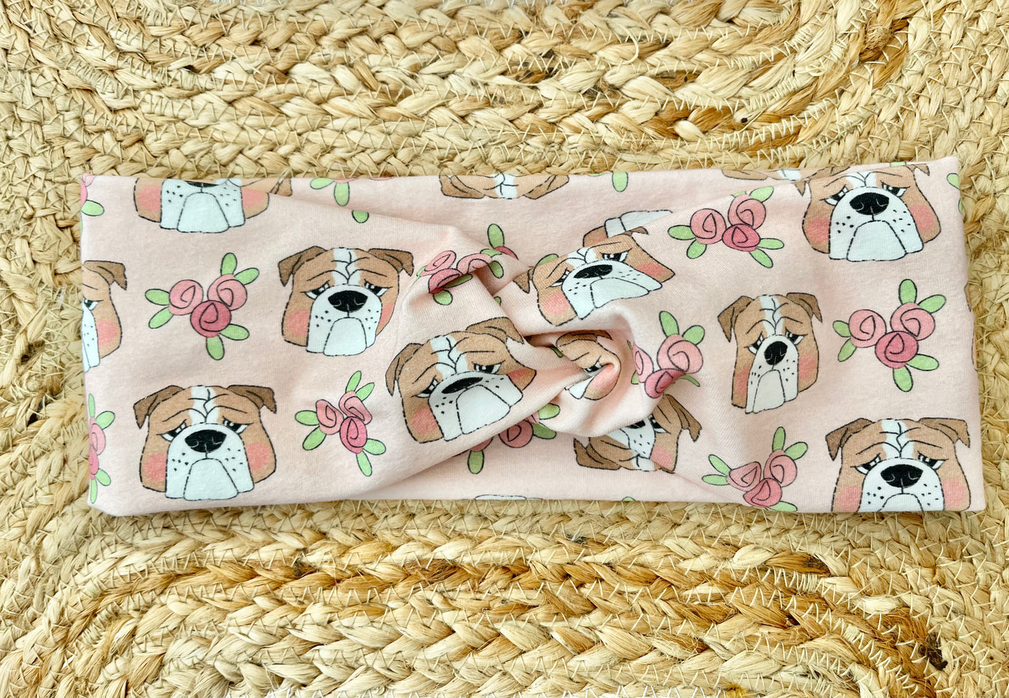 Headband - Pink Sweet Bulldogs & Roses